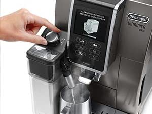 DeLonghi Dinamica Plus Fully Automatic Espresso Maker: colour touch display, CoffeeLink connectivity app, automatic milk frother, titanium | ECAM37095TI