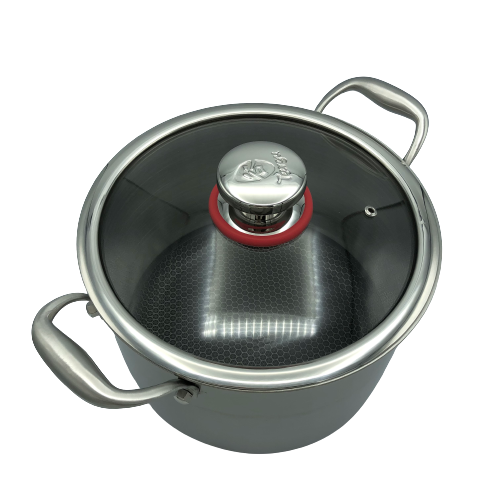 Targu Hybrid Stock Pot: 24cm with glass lid | BC-HW24SPG