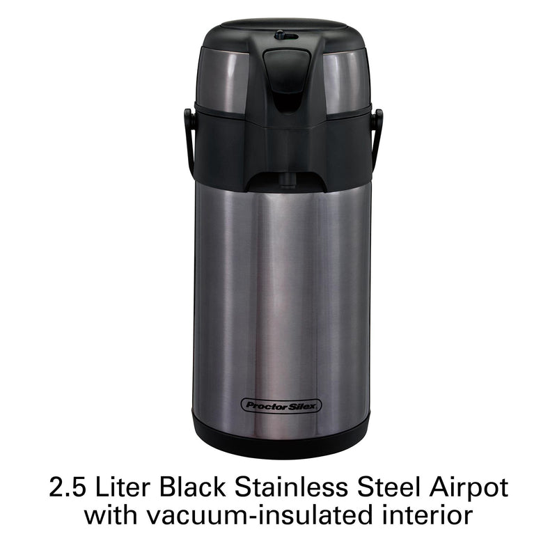 Proctor-Silex 40410 Pump Pot: 2.5L, vacuum insulated, s/s