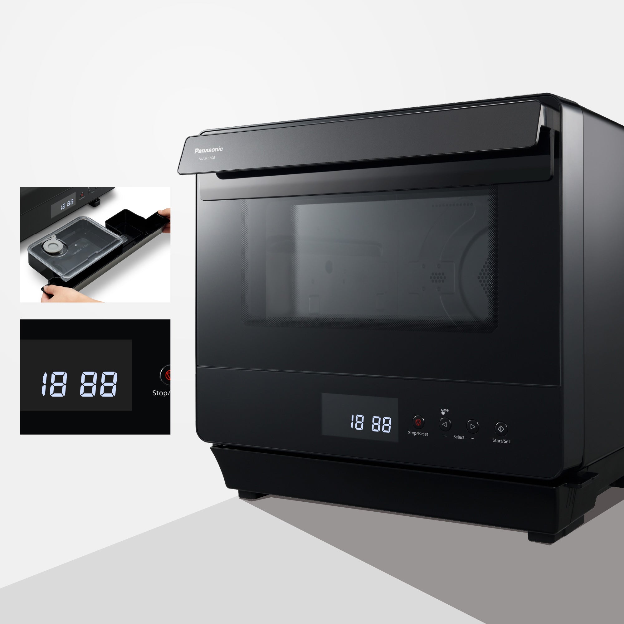 Panasonic Steam Convection Oven: 0.71 cu.ft, 20L,  2-in-1, black | NU-SC180B