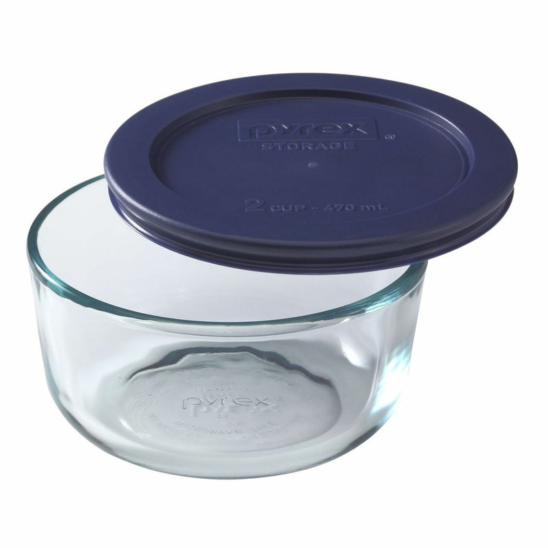 Pyrex Simply Store 2 Cup Round Dish |1119858| With Blue Lid
